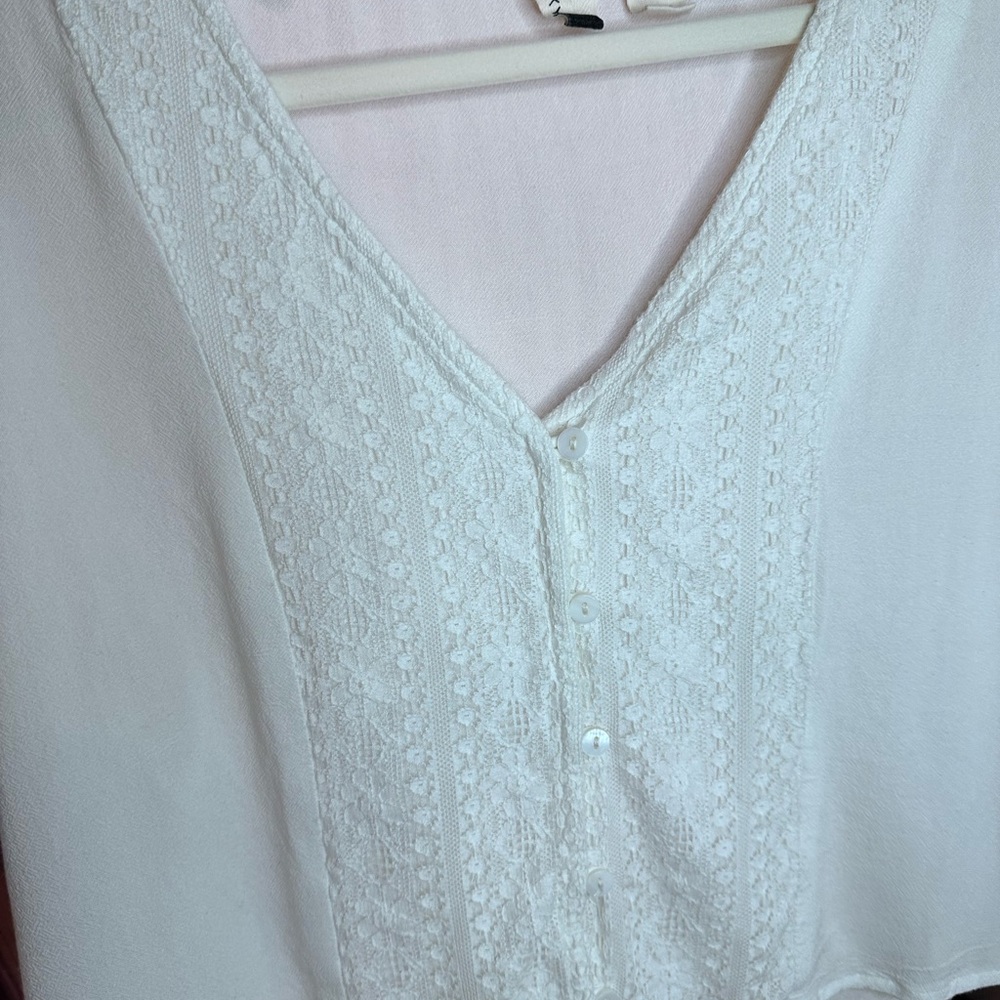 Roxy White Lace Detail Women's Blouse - Picture 4 of 5